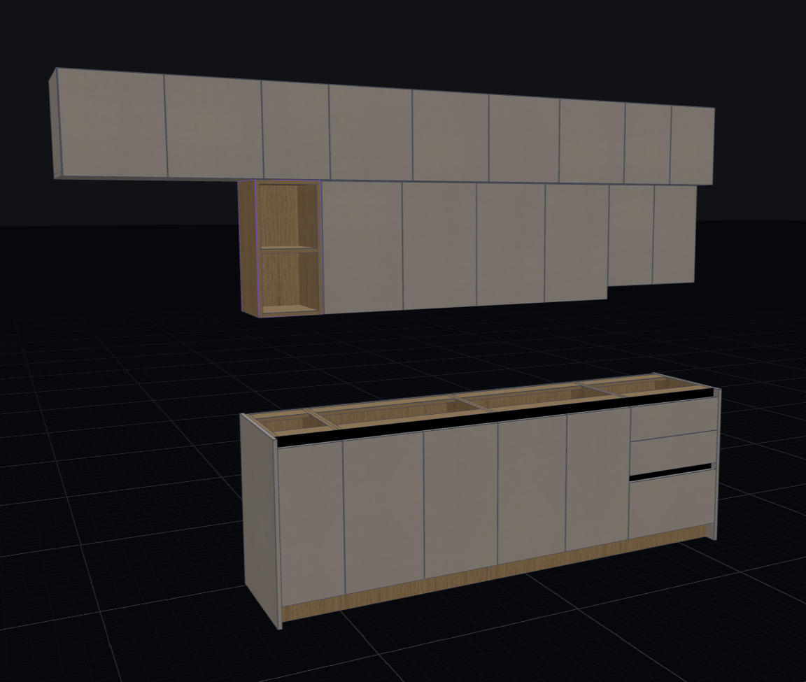 A 3D cabinet layout designed in Karpentito